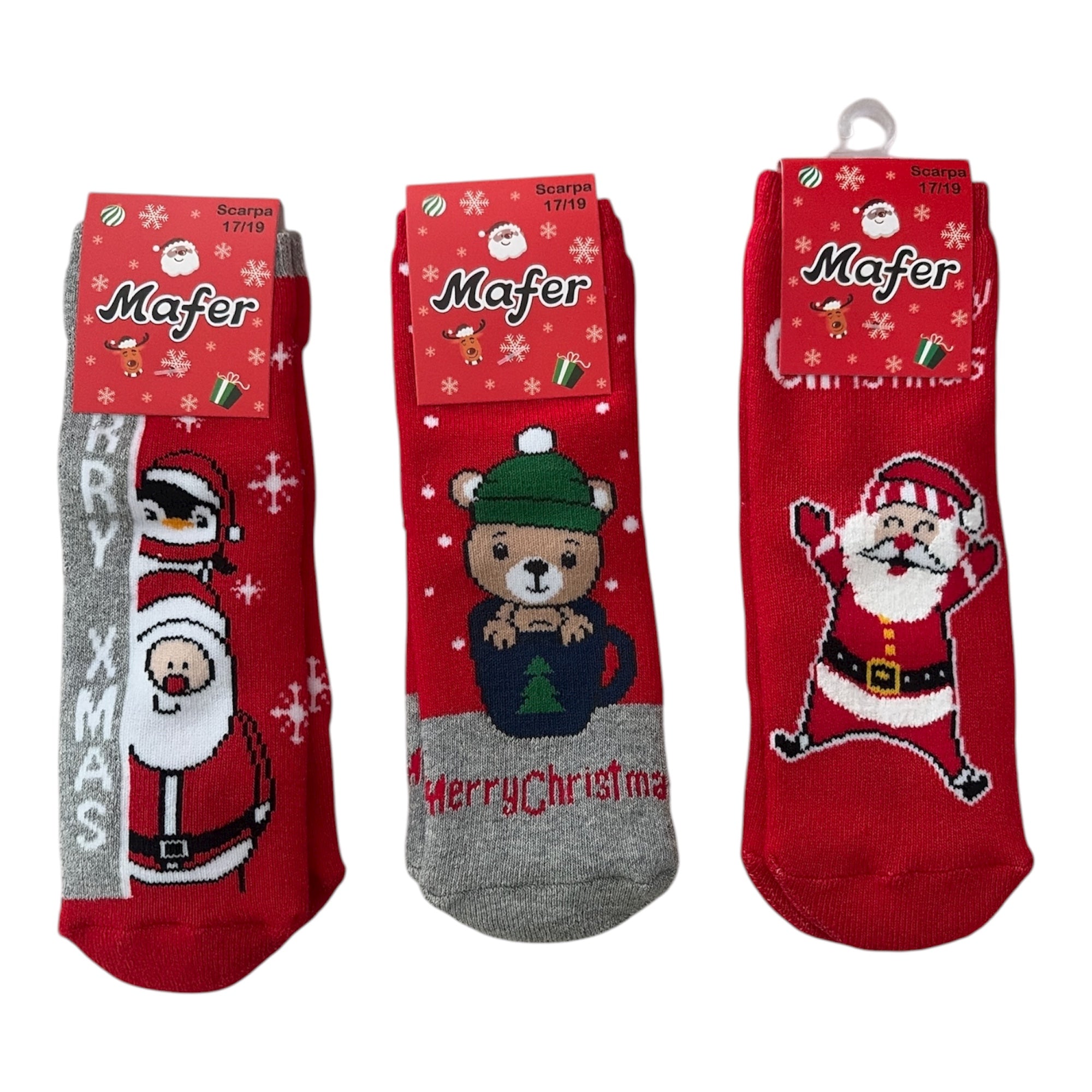 Tri - Pack Antiscivolo Neonato Natalizie in Caldo Cotone Mafer Art.XNA 7539 - Boutique dell'Intimo e del Neonato