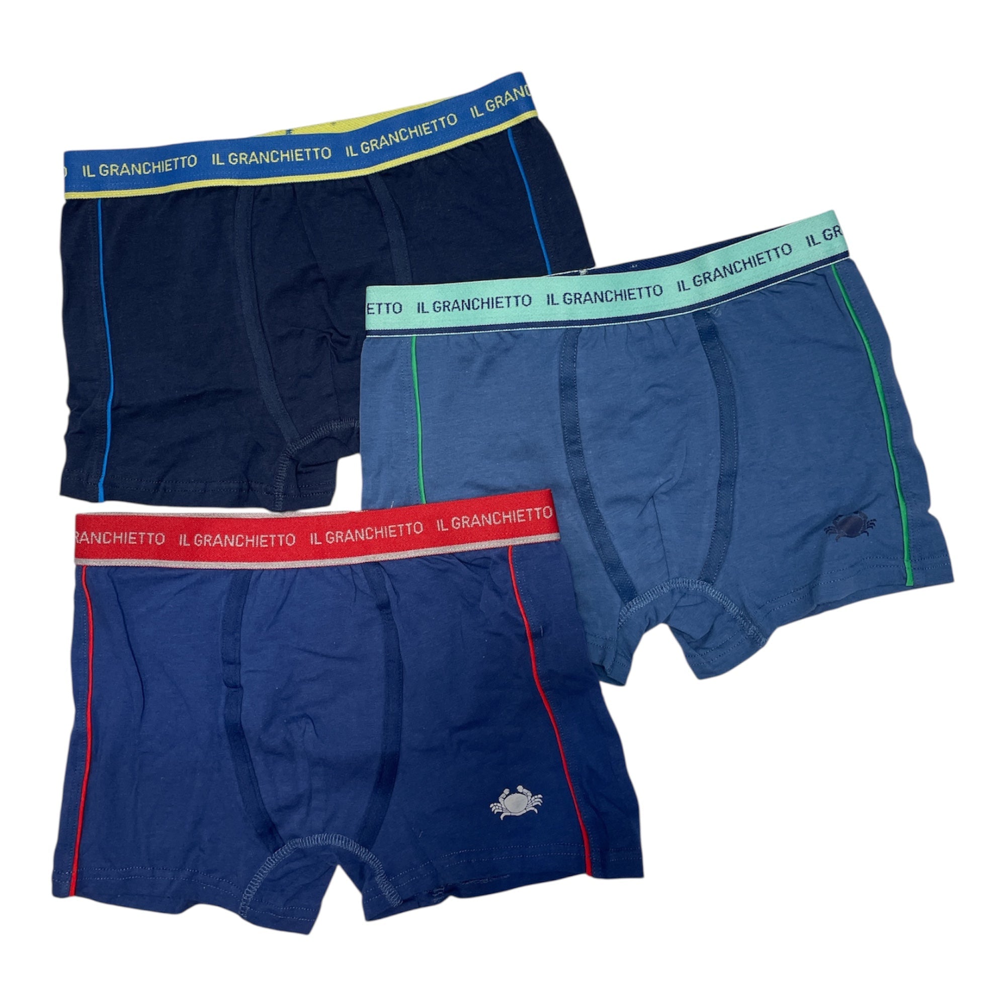 Tri - Pack Boxer Bimbo in Cotone Elastico Esterno Il Granchio Art.GB4138 - Boutique dell'Intimo e del Neonato