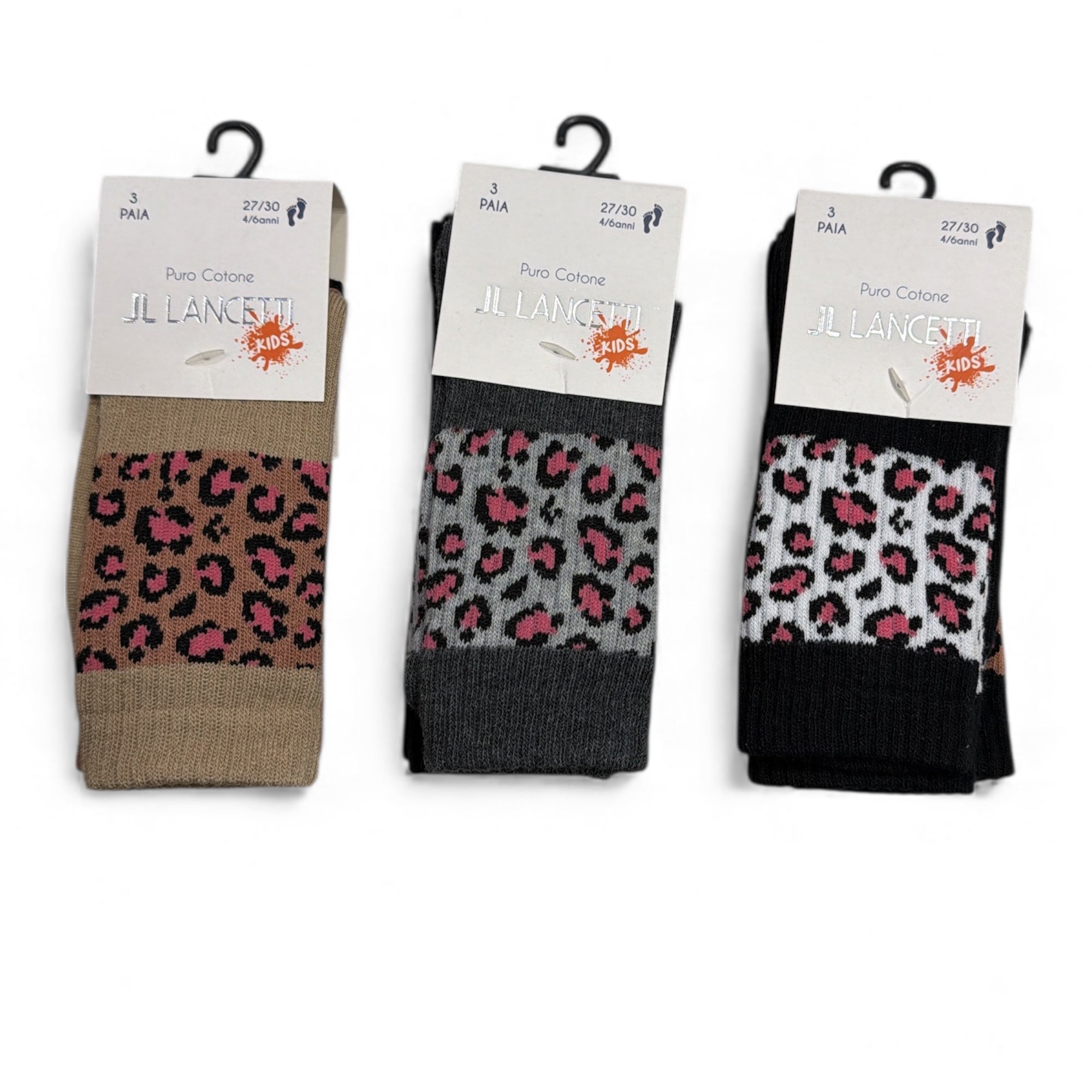Tri - Pack Calza Corta Bimba in Caldo Cotone Animalier Lancetti Art.LAN053C - 2 - Boutique dell'Intimo e del Neonato