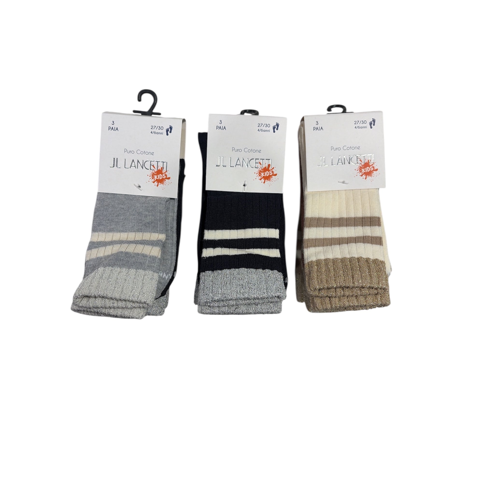 Tri - Pack Calza Corta Bimba in Caldo Cotone Fantasia Lancetti Art.LAN053C - Boutique dell'Intimo e del Neonato