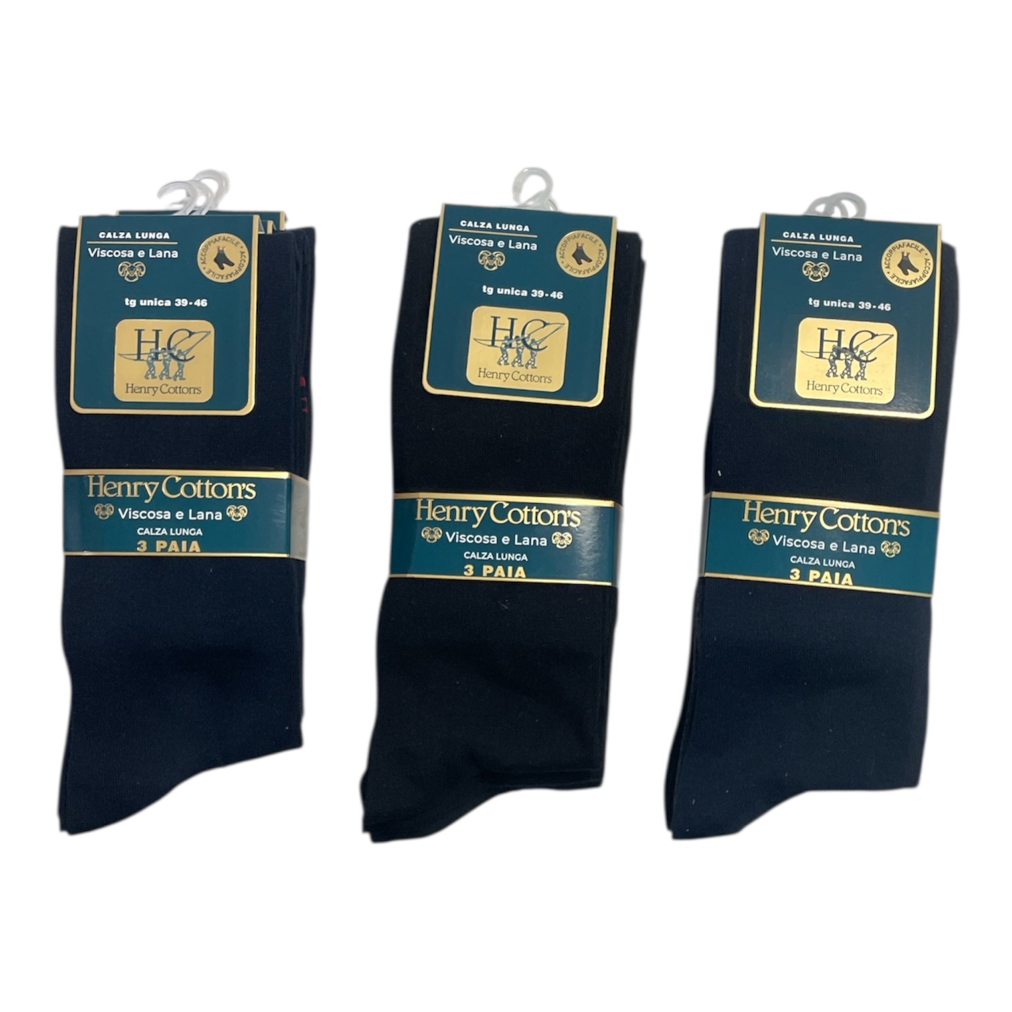 Tri - Pack Calza Lunga Uomo Tinta Unita Viscosa & Lana Henry Cotton's Art.HV11514 - Boutique dell'Intimo e del Neonato