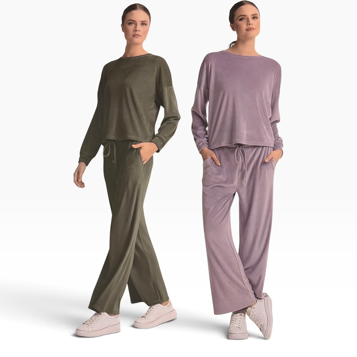 Tuta Donna Loungesuit in Velour Girocollo Manica Lunga e Pantalone Palazzo Infiore Art. CASUAL 4506 - Boutique dell'Intimo e del Neonato